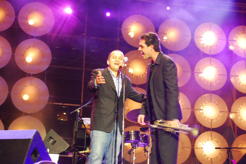 Yuri Buenaventura (left), famous salsa musician