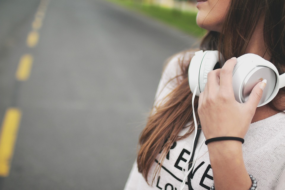 Teenager listening to music