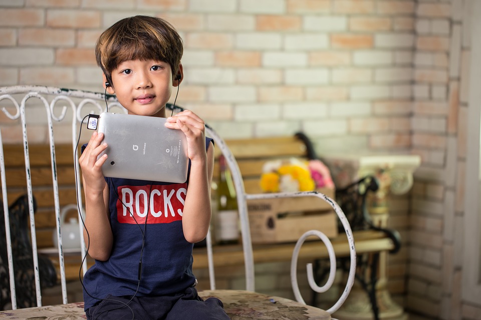 Boy listening to music