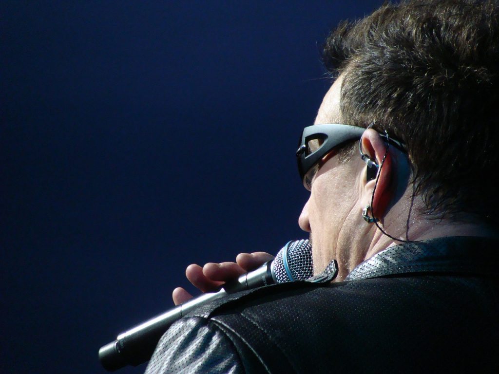 U2 vocalist, Bono, in concert