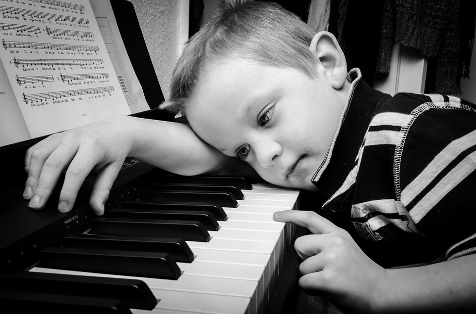 Child playing the piano